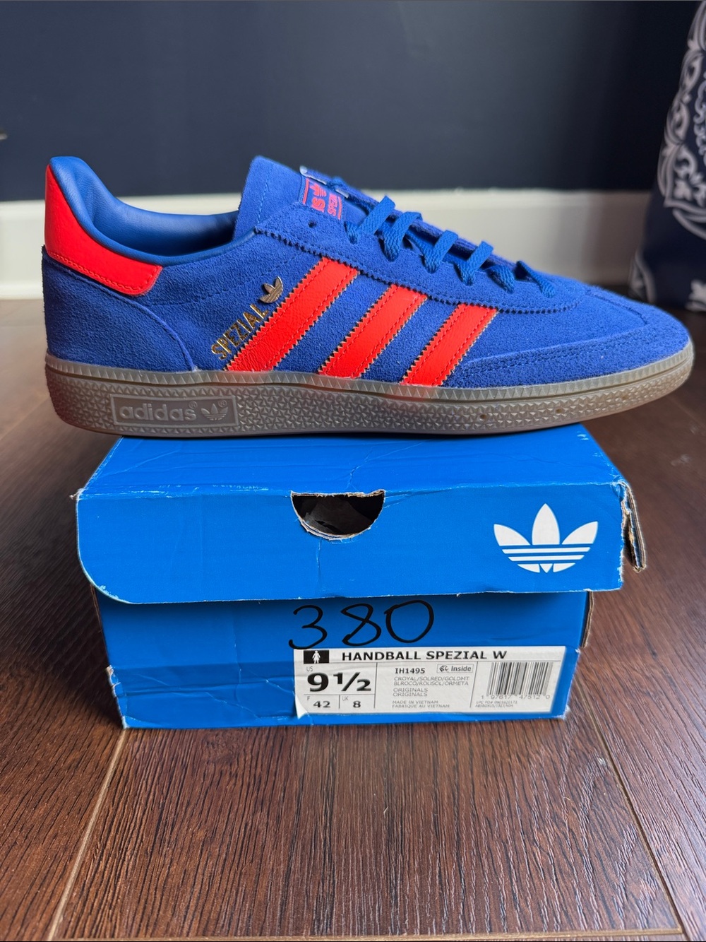 adidas Blue Suede Handball Spezial with Red Stripes
